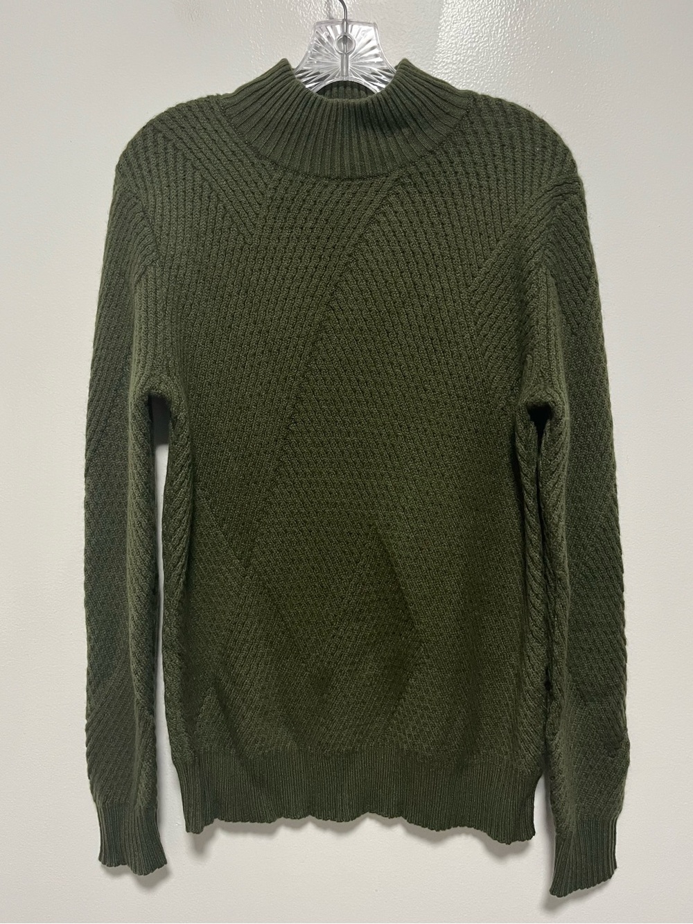 Overland Sheepskin Co 100% Cashmere Chunky Knit Fisherman Mock Neck Sweater S